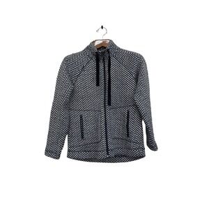 T By Talbots Herringbone Chevron Fleece Jacket Women’s Sz Small Long Sleeve Zip